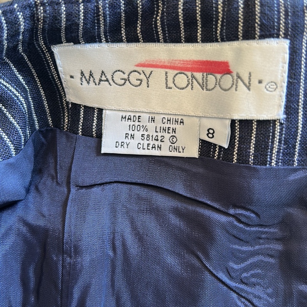 Maggie London NWT Linen Halter Sailor collar maxi dress size 8 - Picture 10 of 13
